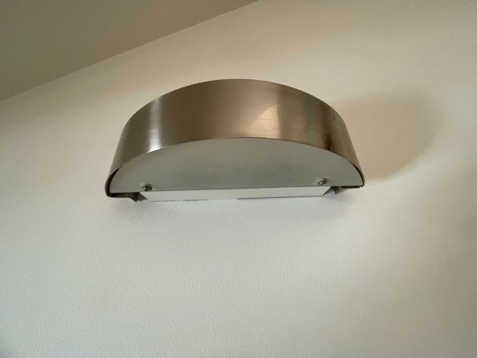 Conj de 2_Iluminação/aplique de parede em inox e vidro fosco