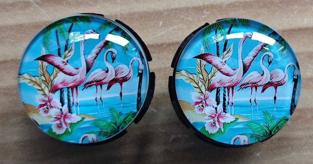 O BAG Moonlight guziki flamingi lato niebieskie różowe