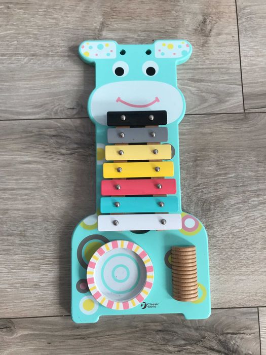 Drewniane cymbałki żyrafa i bębenek dla dzieci