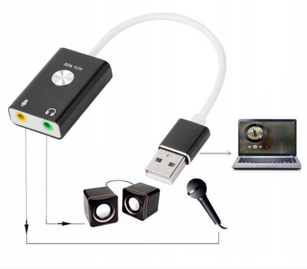 Karta Dźwiękowa na USB 9.1 3D Słuchawki Mikrofon