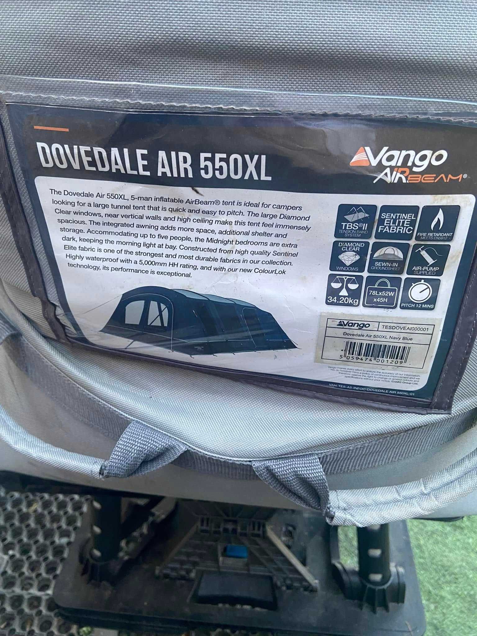 Tenda Insuflável 6.9m x 3,8  Vango Dovedale Air 550XL 6 pax