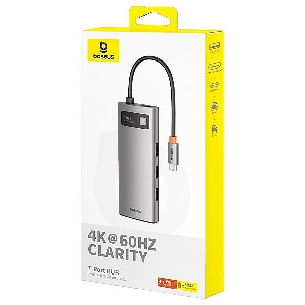 Hub 7w1 Baseus Metal Gleam Series Usb-c do Usb-c Pd / 3x Usb-a / Hdmi