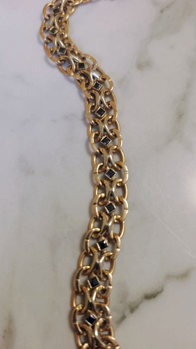 Золотий браслет 23 см 585 проби з камнямии