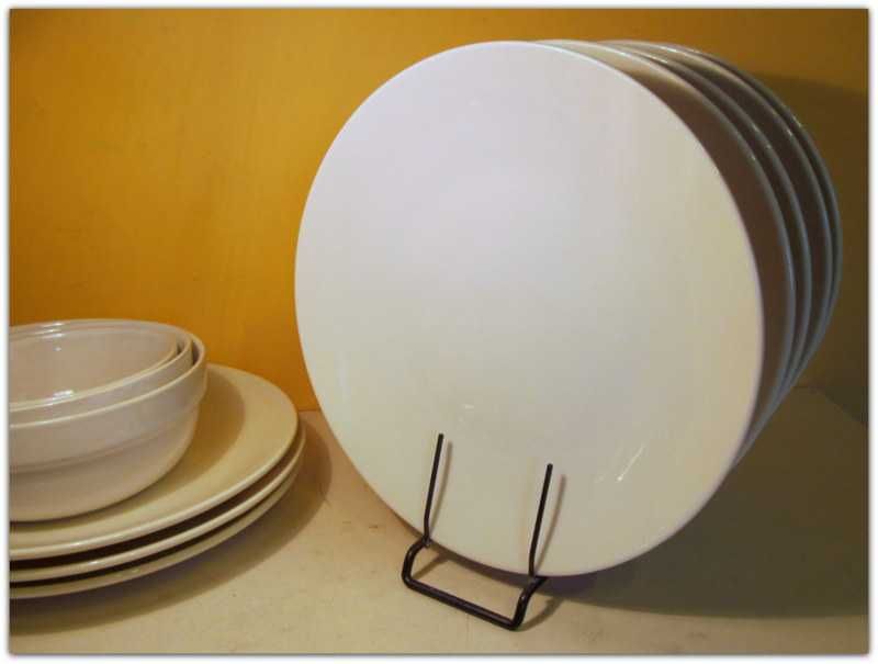 Talerz Vitrified porcelain płaski obiadowy biały + Miska Bolesławiec