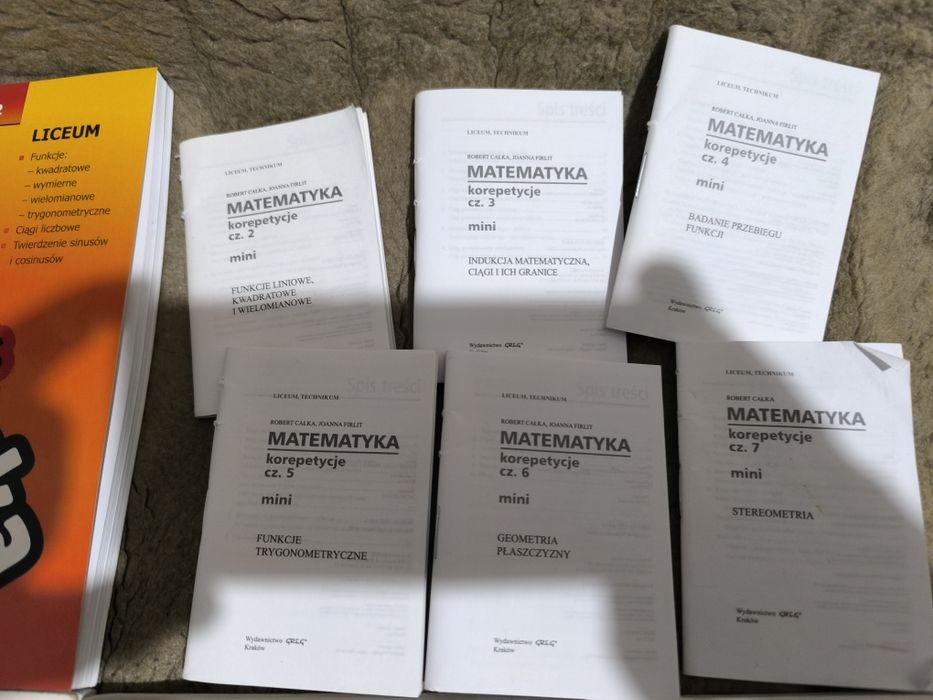 Zestaw książek Matematycznych, korepetycje, tablice matematyczne