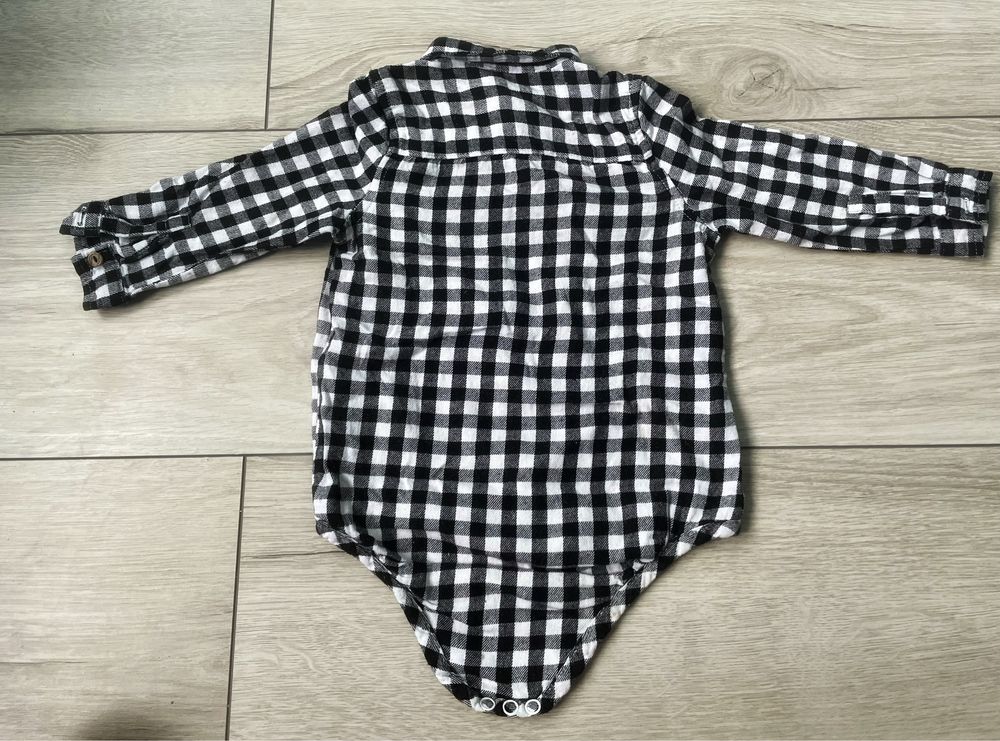 Body koszulowe chłopięce w czarno białą kratę So Cute 86
