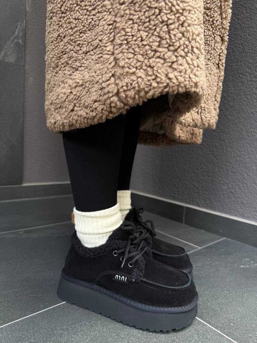 Жіночі зимові лофери [36-40] натуральна замша, хутро | тепле взуття