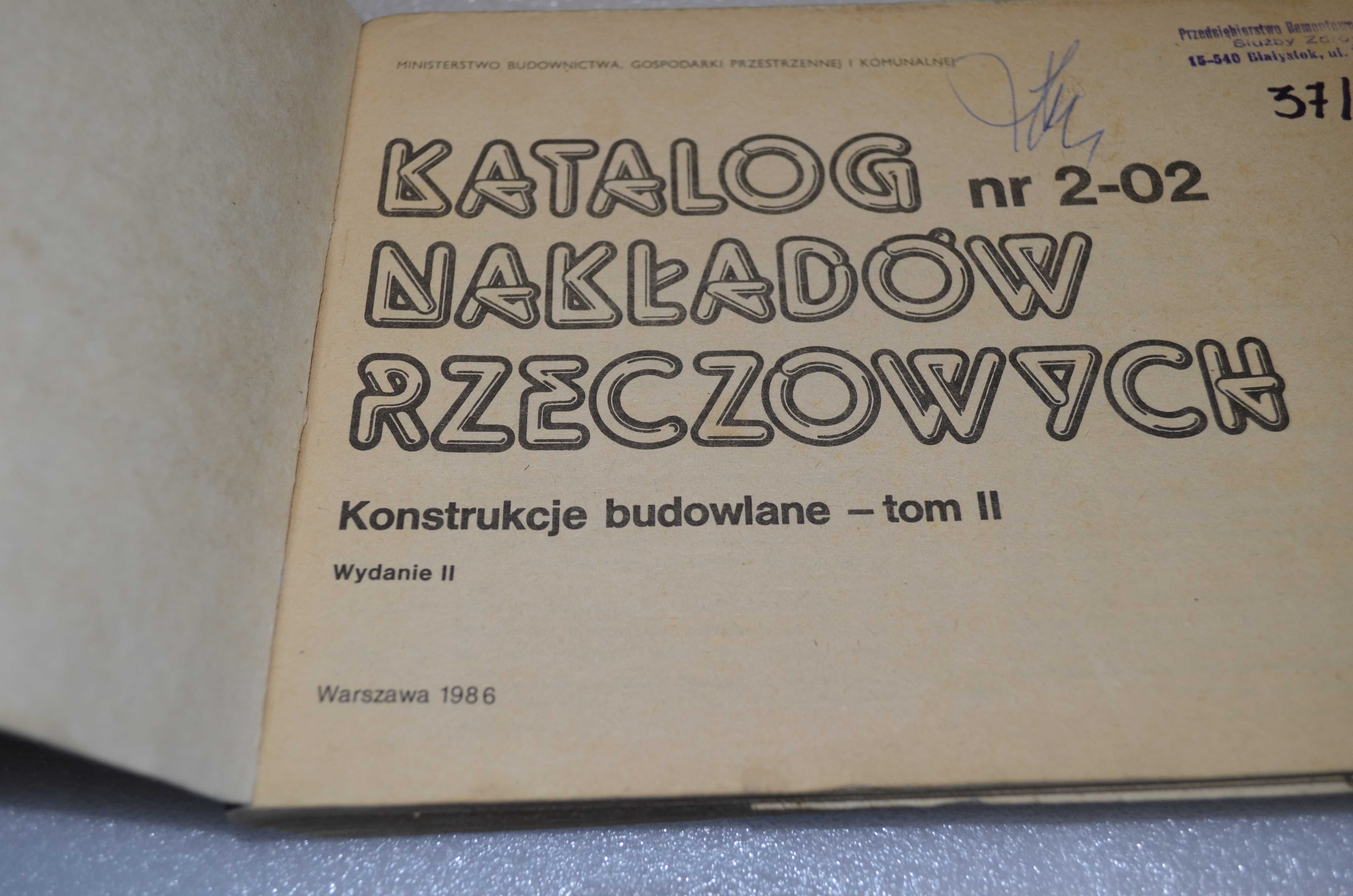 katalog nr 2-02 nakładów rzeczowych to II