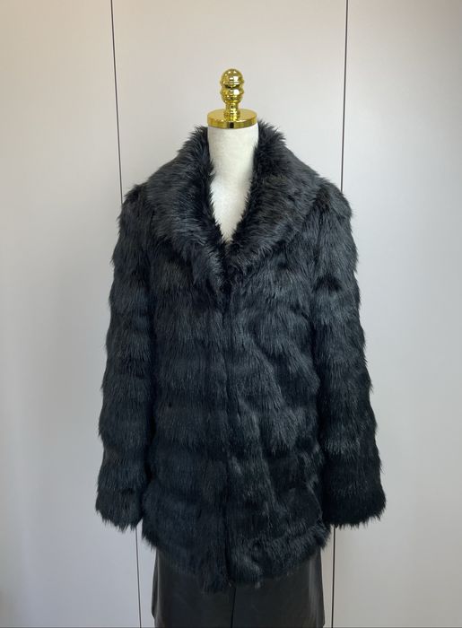 Czarne sztuczne futro S 36 płaszcz jesień kurtka damska zima futerko