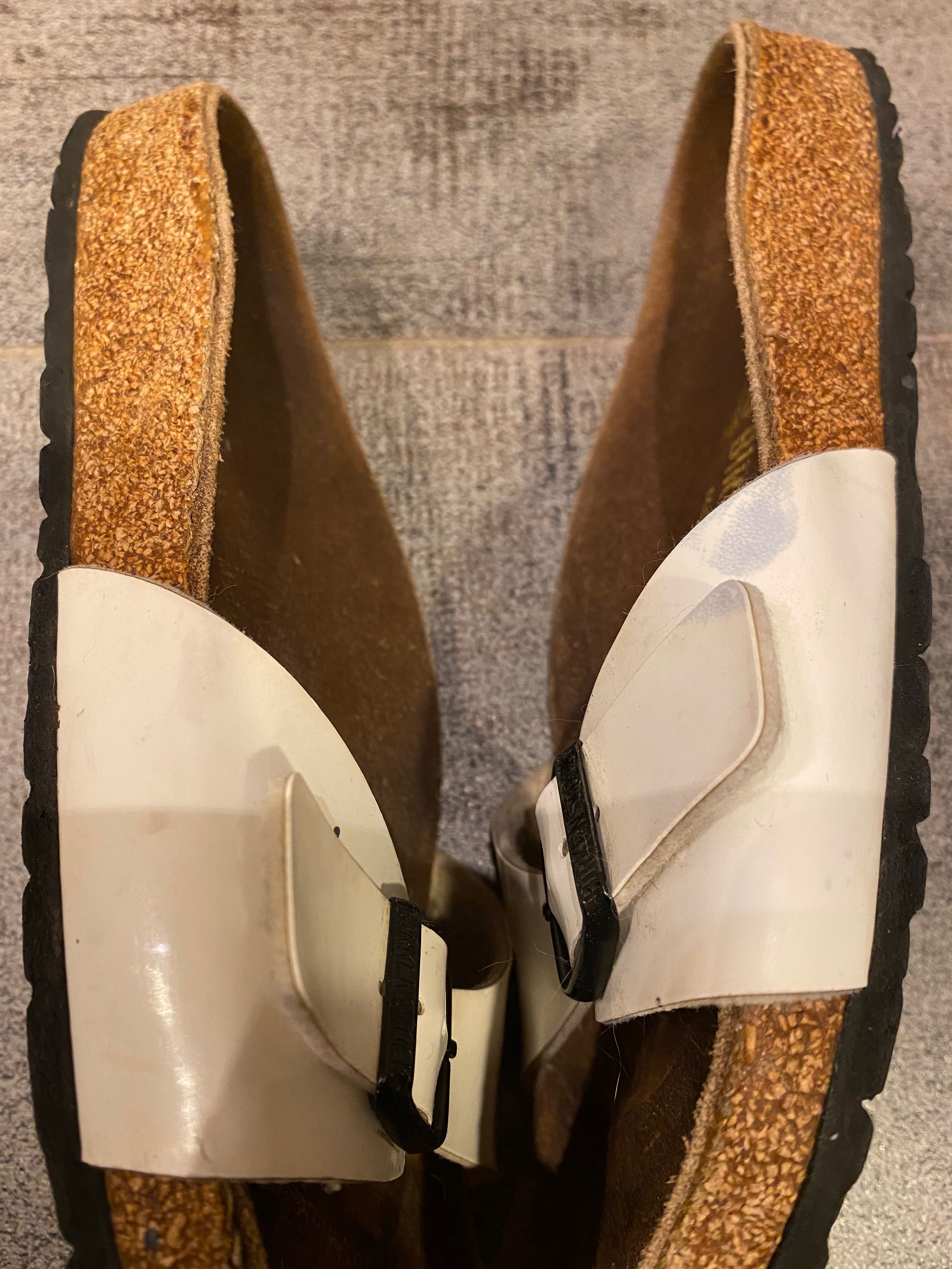 Birkenstock 38,5 r 24,7 cm sandały klapki japonki białe korkowe lato