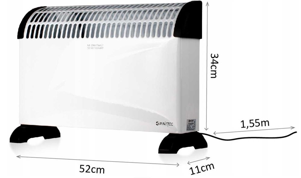 Ogrzewaj z Elegancją-Grzejnik elektryczny 2000 W biały,czarny 52x34 mm