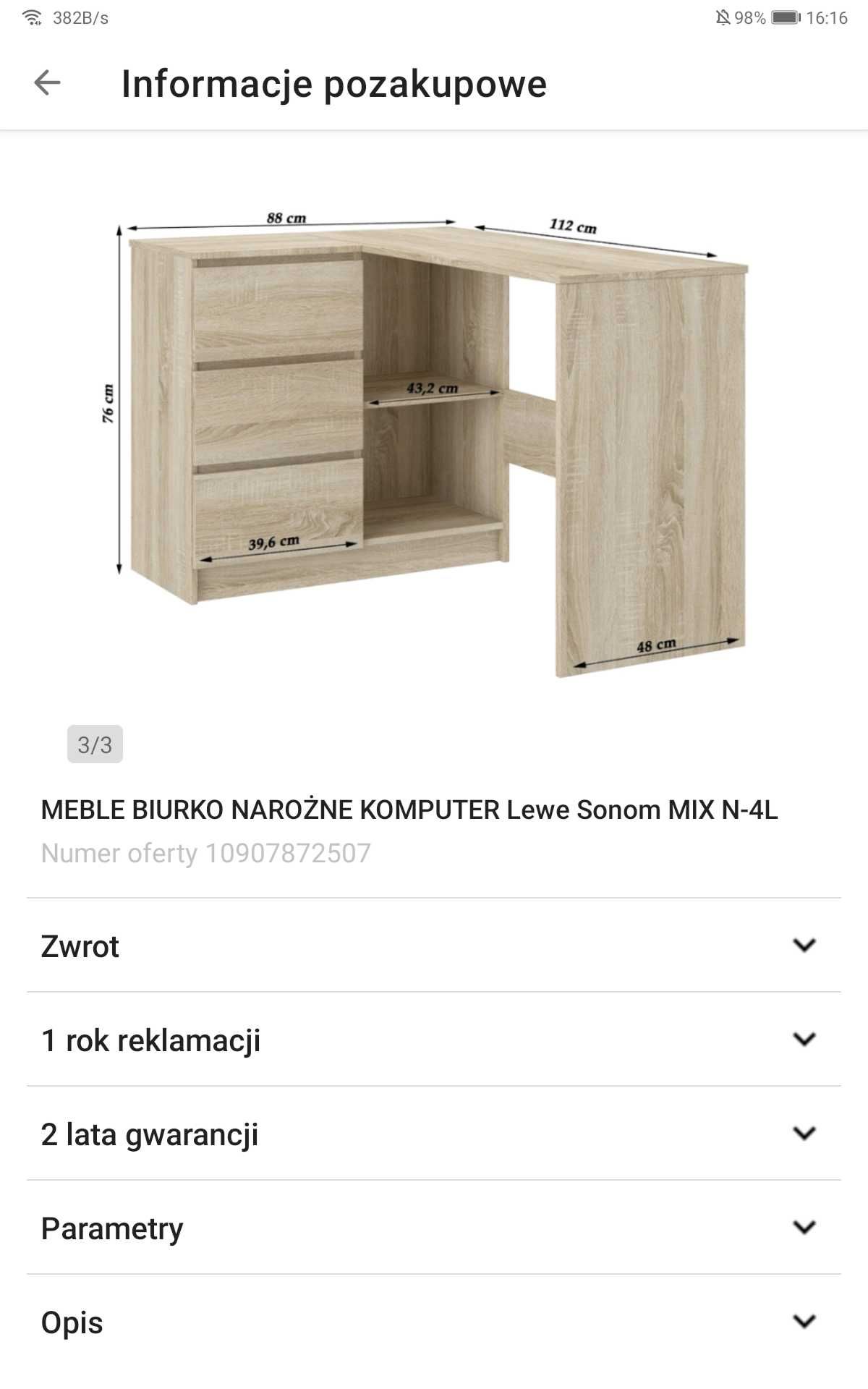 Biurko narożne + nadstawka