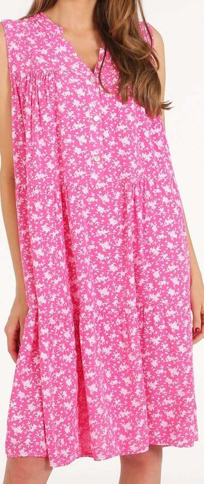 Wzorzysta RÓŻOWA sukienka, wiskoza UNISONO