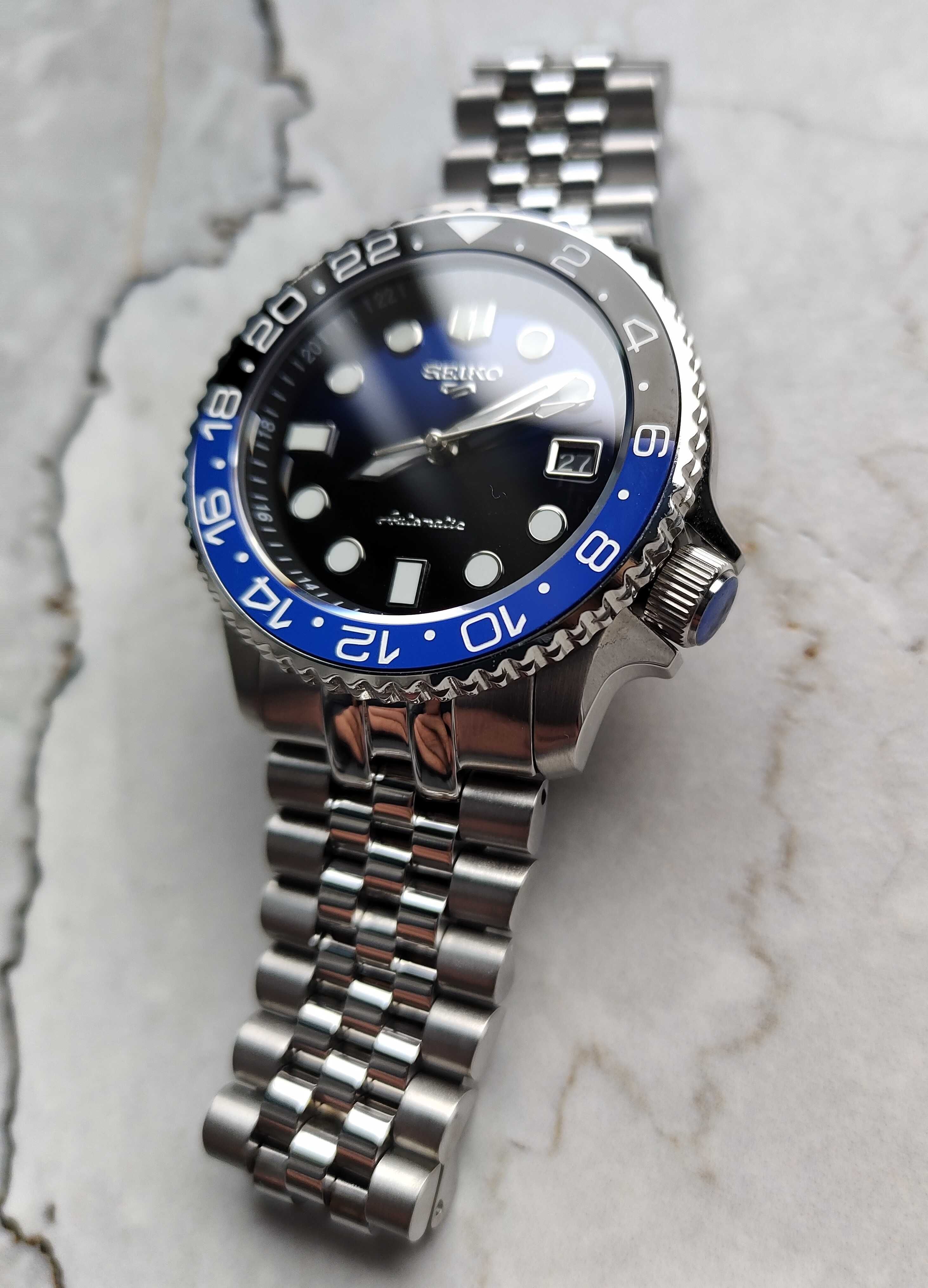 Seiko Custom Mod NH35 Seiko 5 Sports BATMAN Diver Automat Zegarek