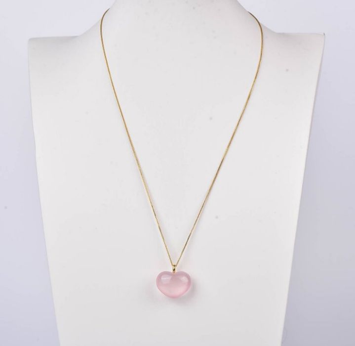 Naszyjnik złoty z kwarcem różowym