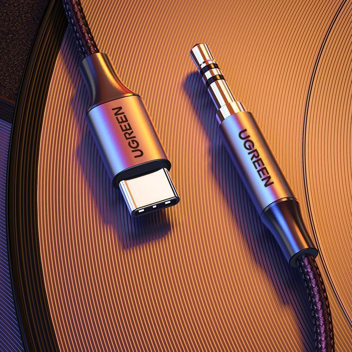 Kabel Ugreen USB C do Mini Jack 3.5mm 1M Szary - Przewód Audio