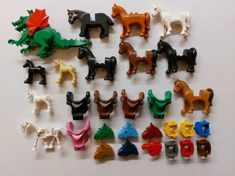 Lego smoki,konie, siodła. Minifigurki, figurki, ludziki.