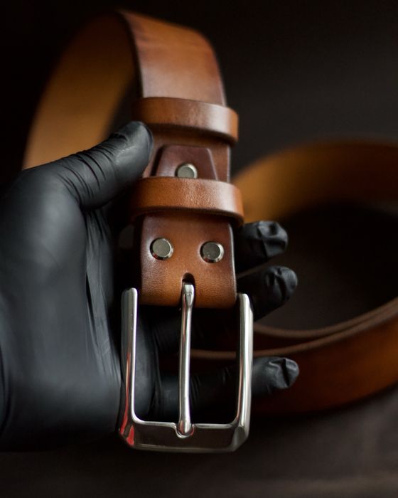 Стильний з ефектом зістарення / Ремінь чоловічий шкіряний з градієнтом