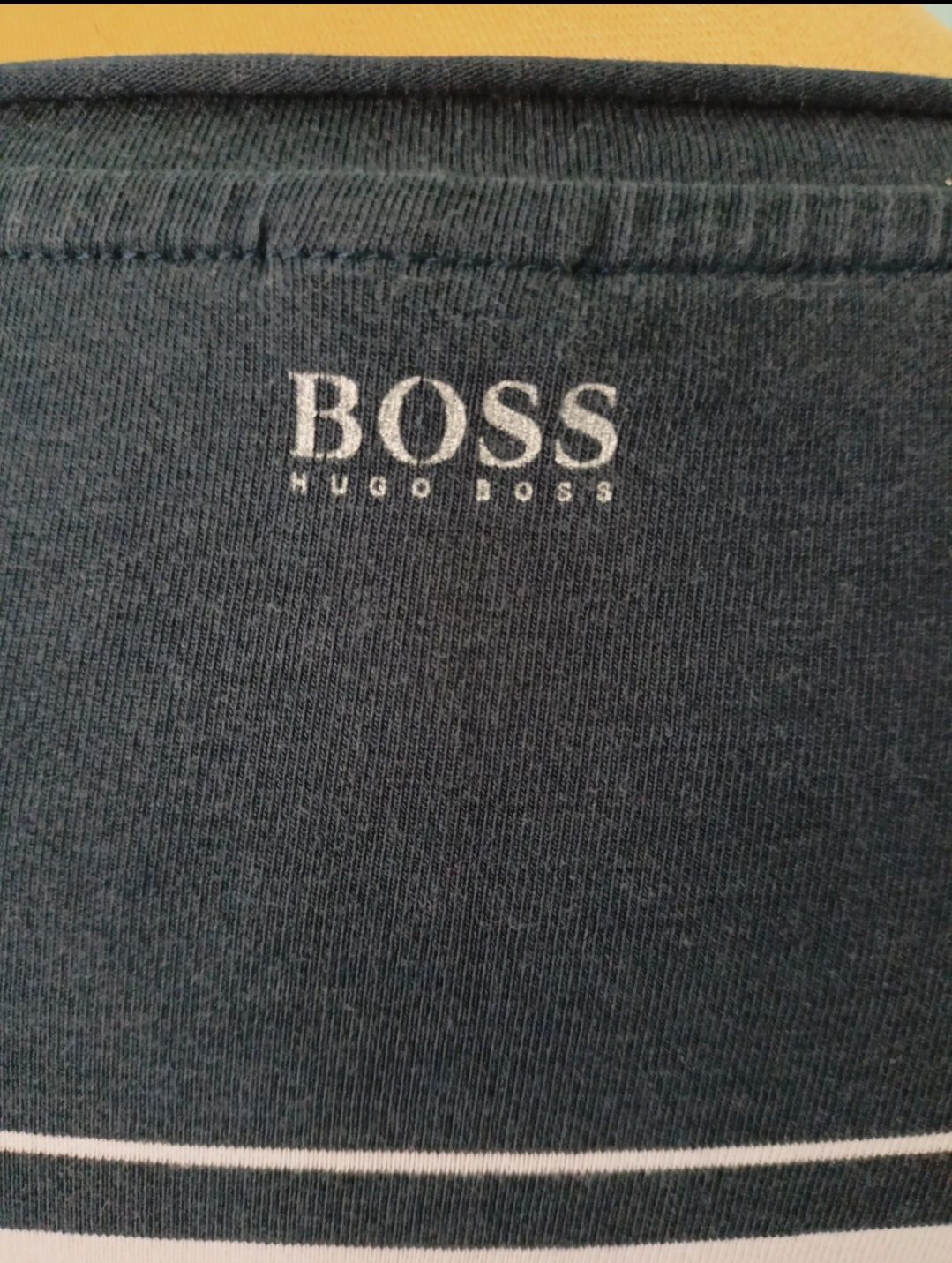 Bluzka damska Hugo Boss, koszulka z rękawem 3/4, t-shirt w paski, S/M
