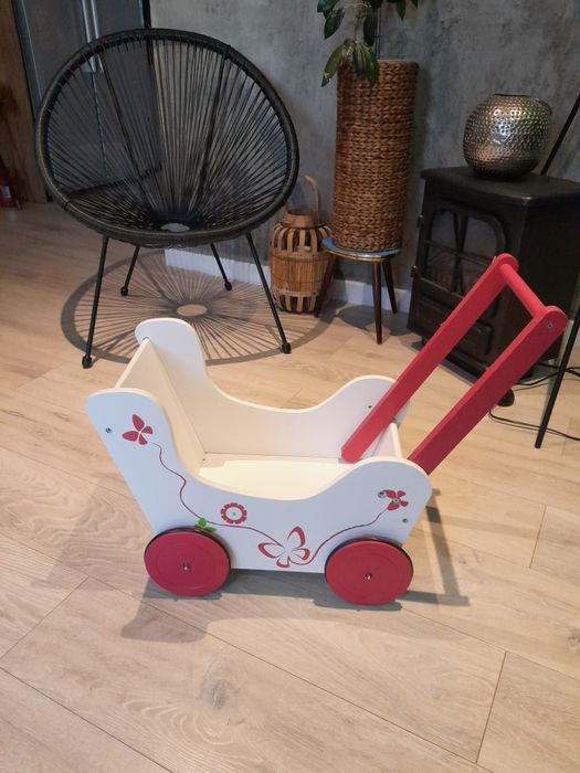 Wózek dla lalek drewniany