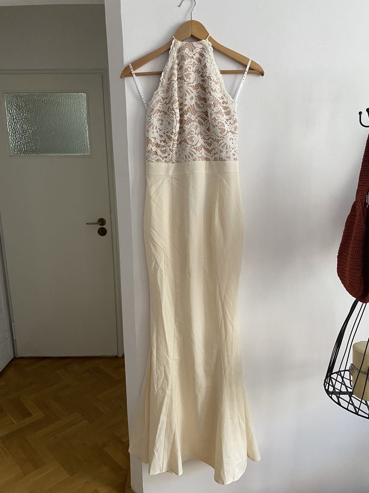Kremowa ivory sukienka koronkowa suknia ślubna, dla druhny 40 L Jarlo