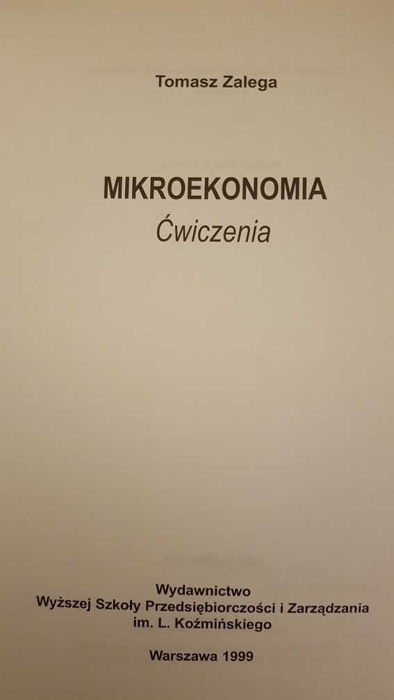 Mikroekonomia Ćwiczenia Tomasz Zlega