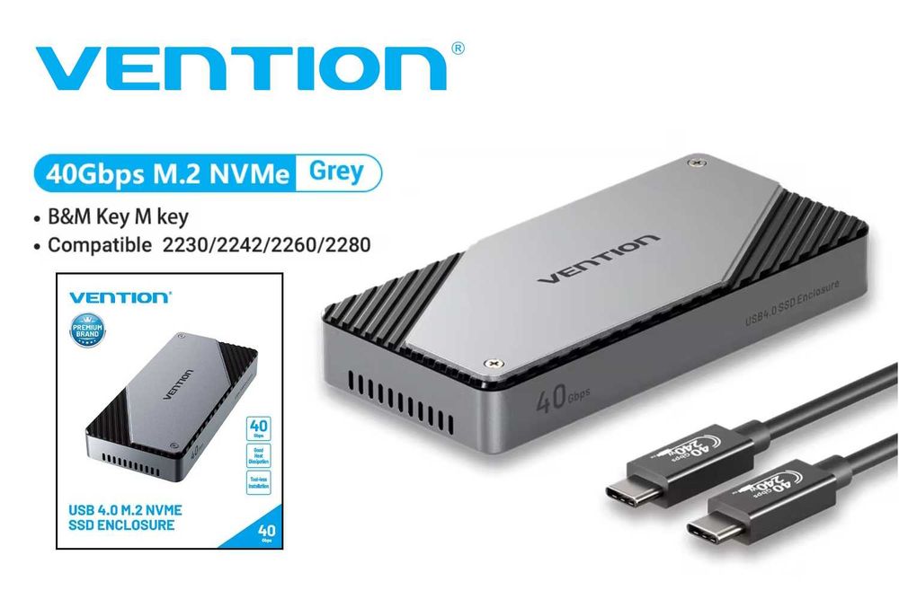 Зовнішня кишеня Vention 40Gbps M.2 NVMe SSD to USB4, Thunderbolt 4
