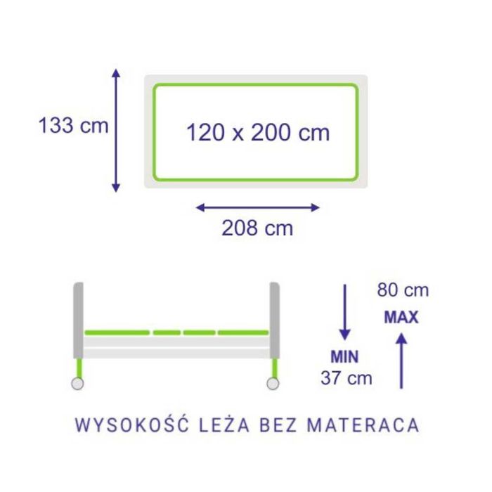 NOWE Łóżko bariatryczne Interval 3XXL 120 cm DARMOWA DOSTAWA