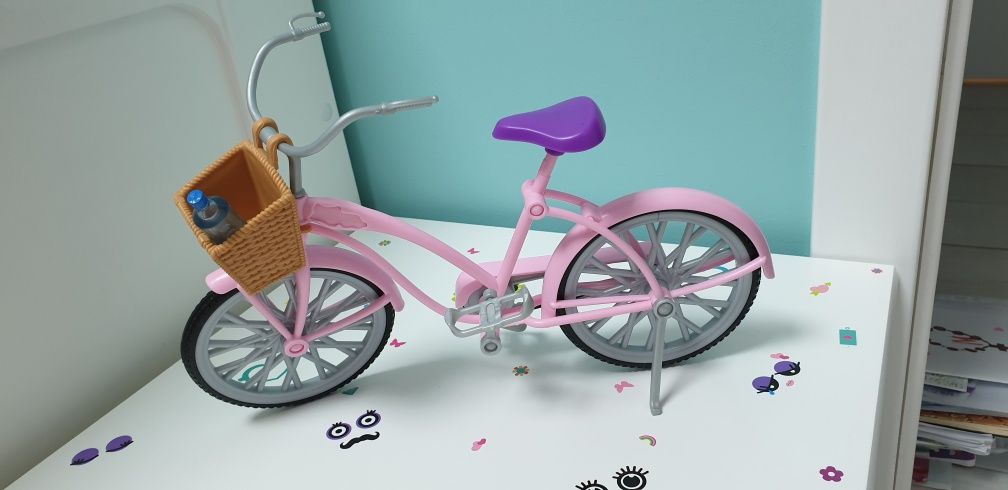 Barbie rower nowy z koszykiem  ,różowy pudrowy