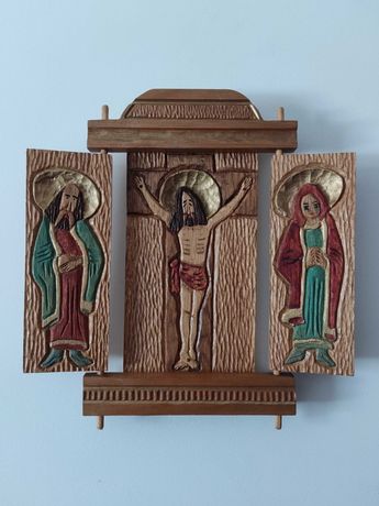 Tríptico religioso ( Santos em madeira)