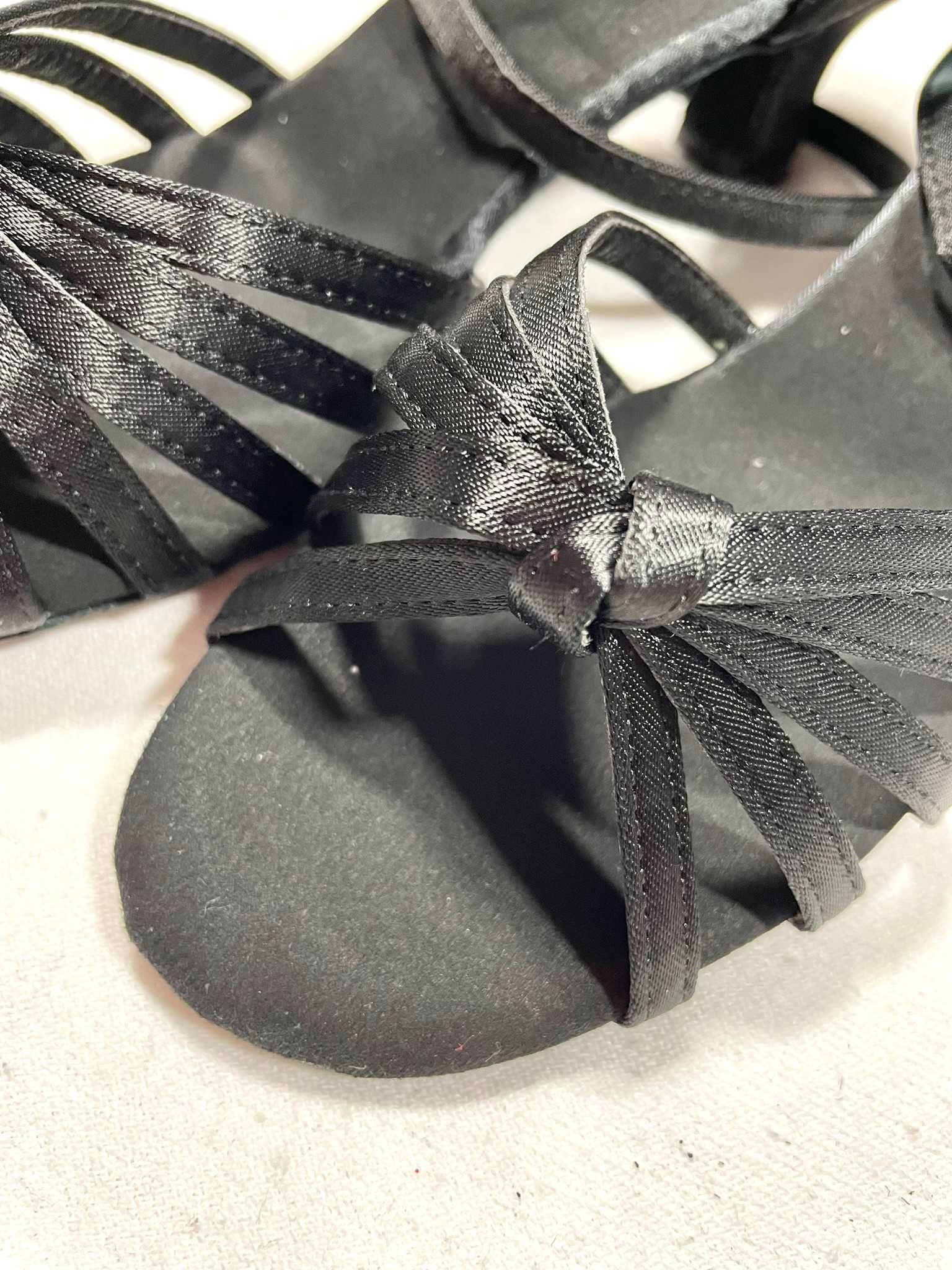 Nowe buty do tańca Latino 39 czarne 5 cm supełek