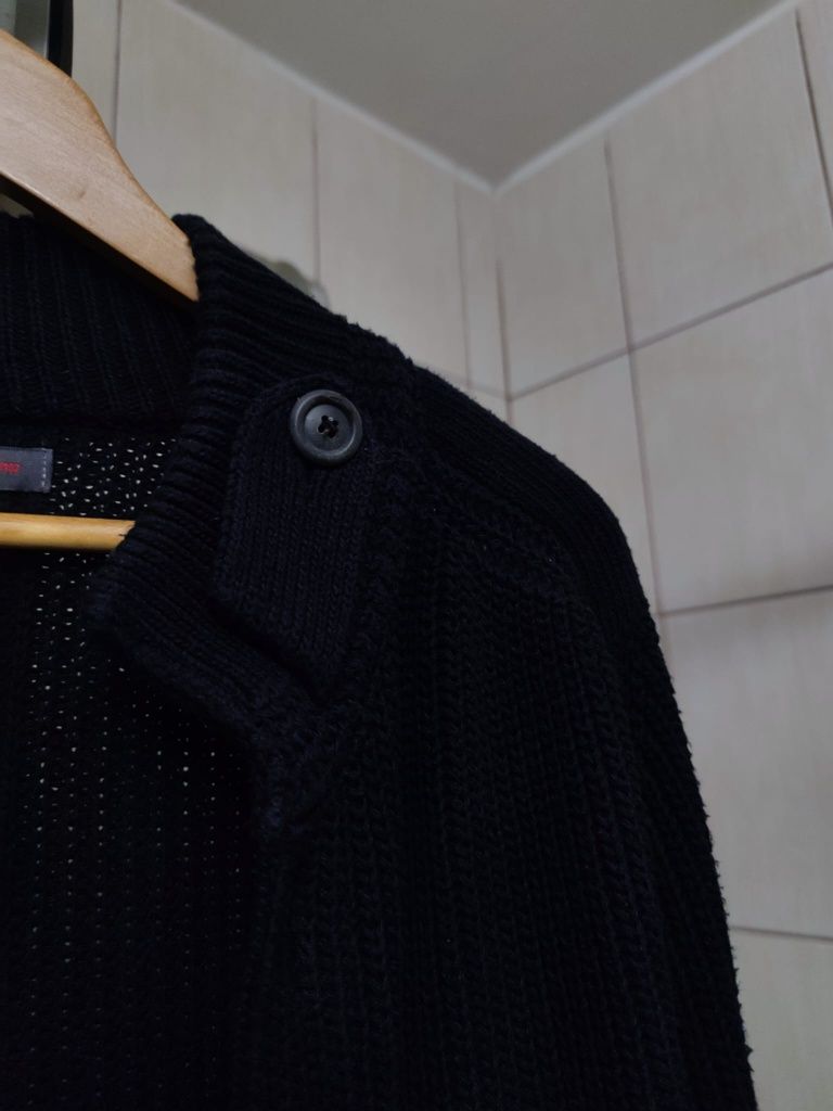 Sweter sweterek klasyczny Devred XL L kardigan czarny materiałowy bawe