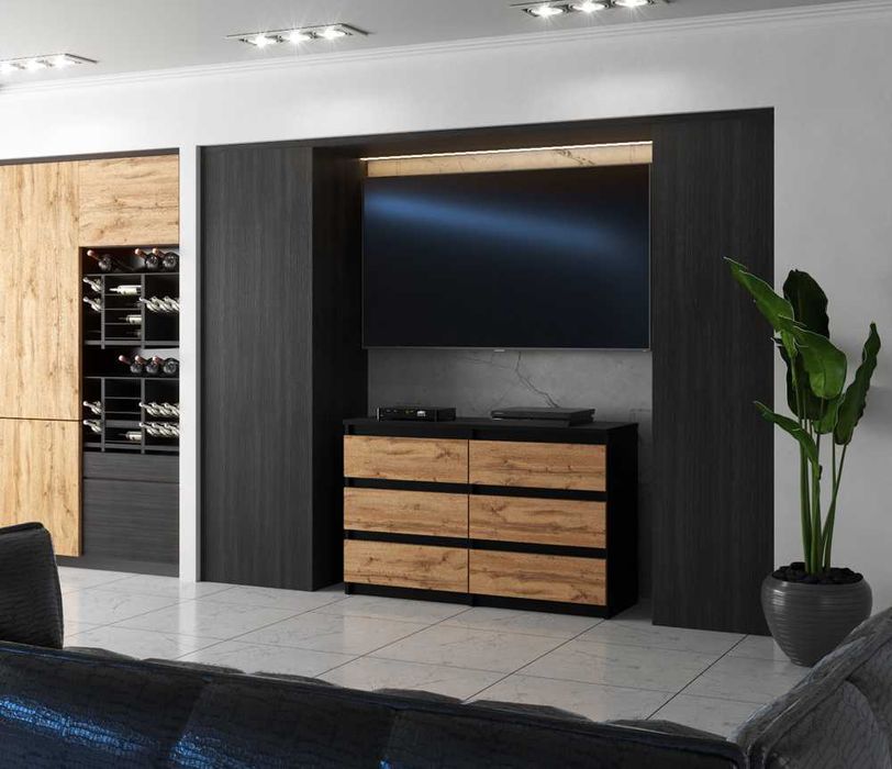 Komoda Nowoczesna Do Salonu Hugo 100cm Szafka 6 Szuflad Nowoczesna