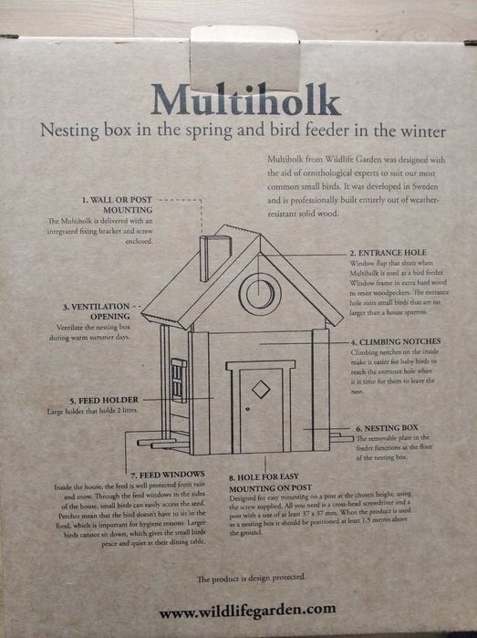 NOWY Karmnik dla ptaków, budka lęgowa Wildlife Garden, okazja WYSYŁKA