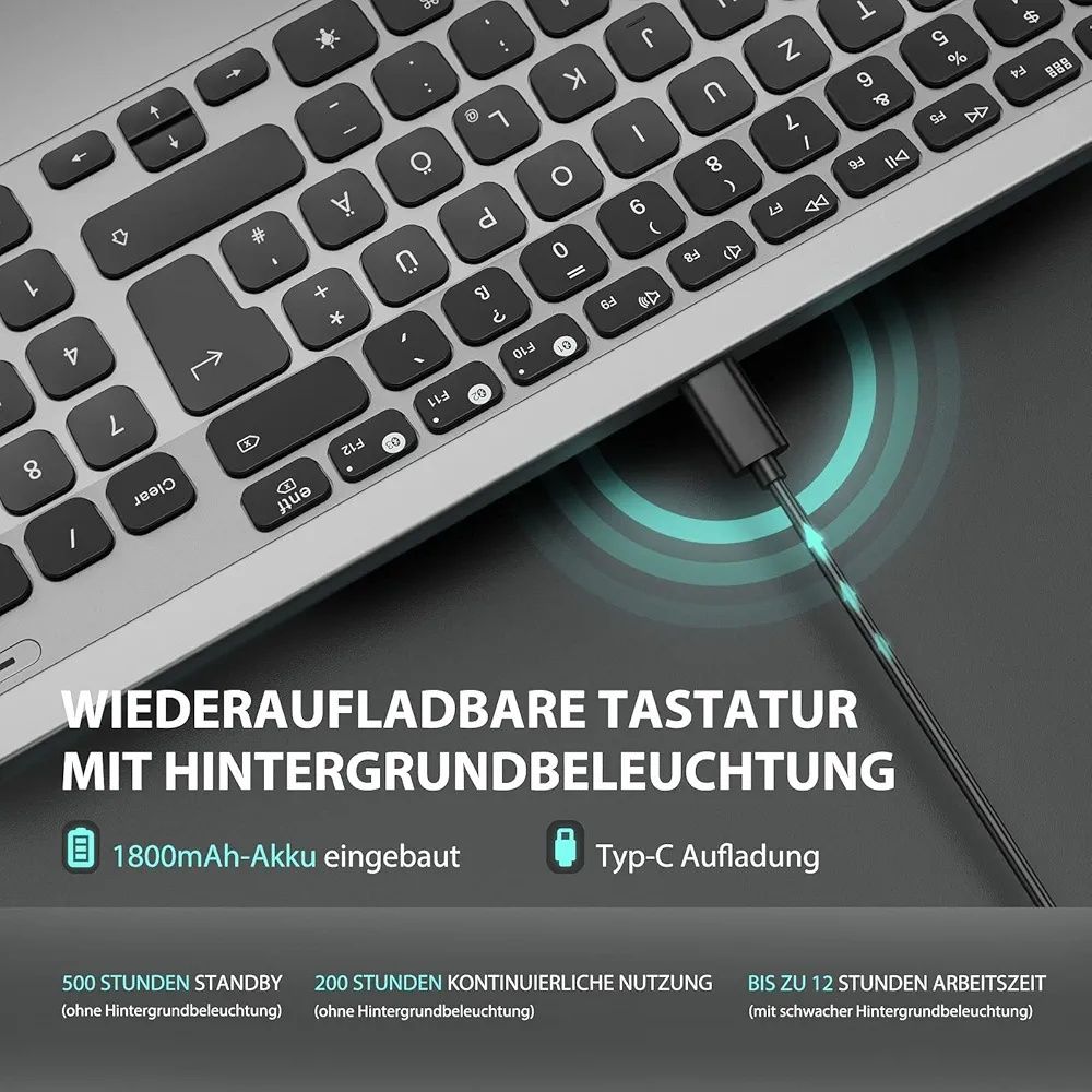 seenda Klawiatura Bluetooth z podświetleniem do komputerów Mac,gwerty