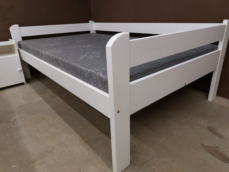 Łóżko wysokie drewniane białe i dla seniora  90x200 120x200