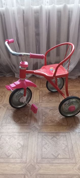 Велосипед дитячий триколісний сталевий червоний. Гномік