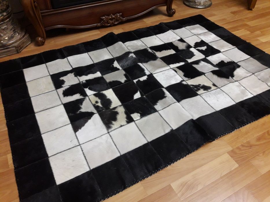 Килим зі шкір корови ручної роботи коврик ковер из шкур коров