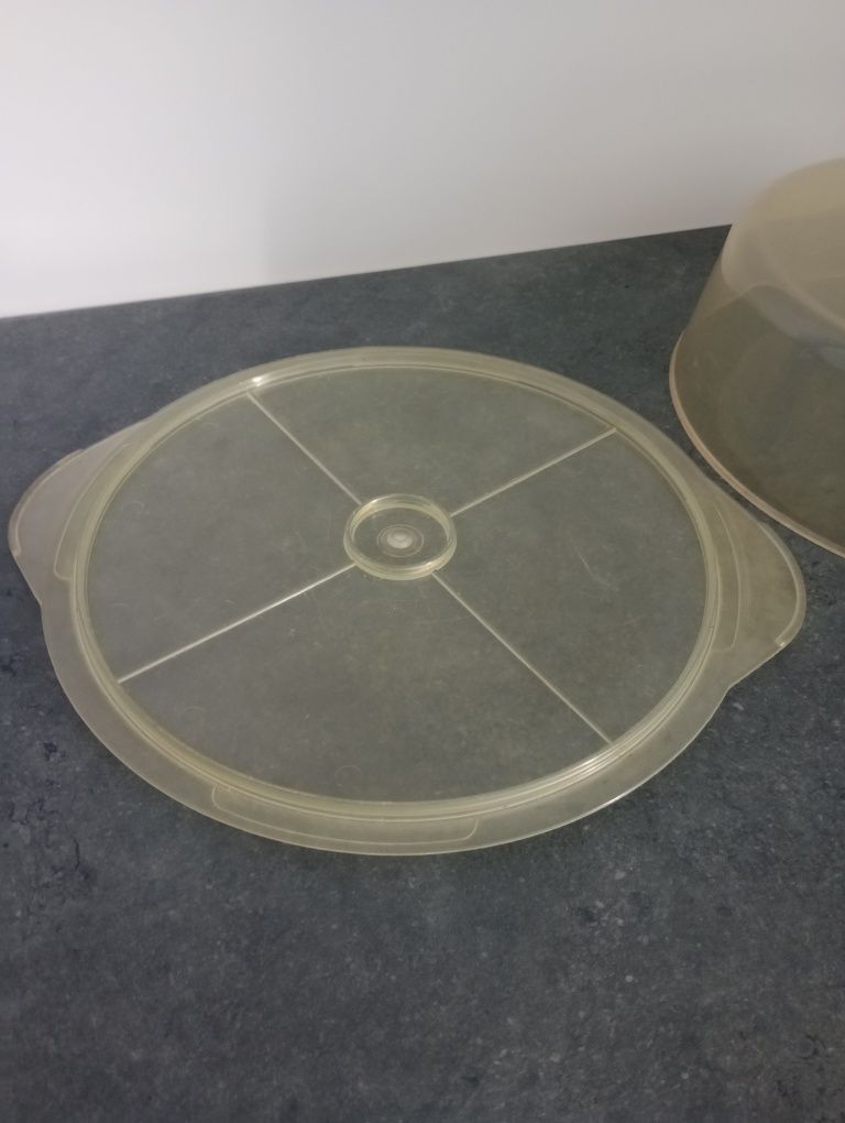Duży pojemnik z tacą na tort/ciasto 33x11 cm