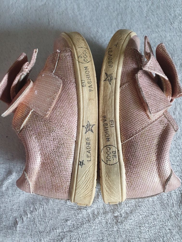 Buty dziewczęce różowo-złote z kokardami American Club r.24