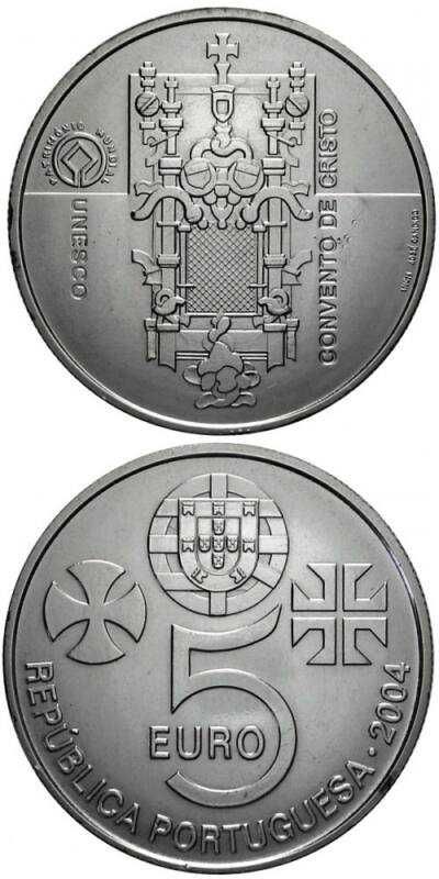 Moeda prata 2004 - 5 eur - Convento de Cristo Tomar