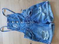 Szorty ogrodniczki  jeans z dziurami 34 Reserved