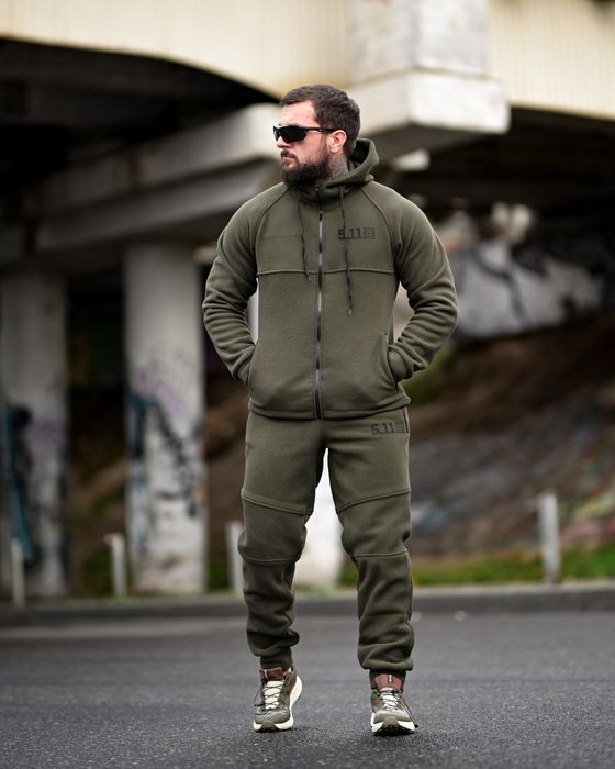 Флісовий костюм 5.11 олива кофта та штани олива комплект на зиму