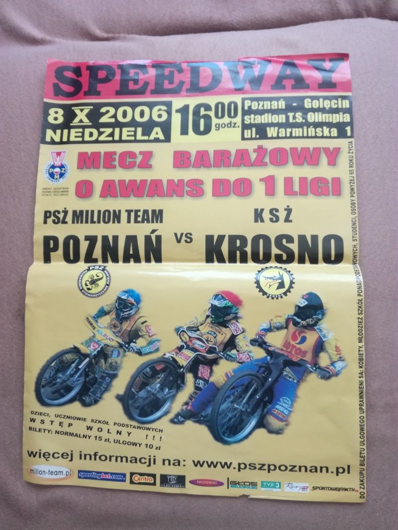 plakat żużel Poznań 2006 Kowalik mistrzostwa Polski plakaty Krosno