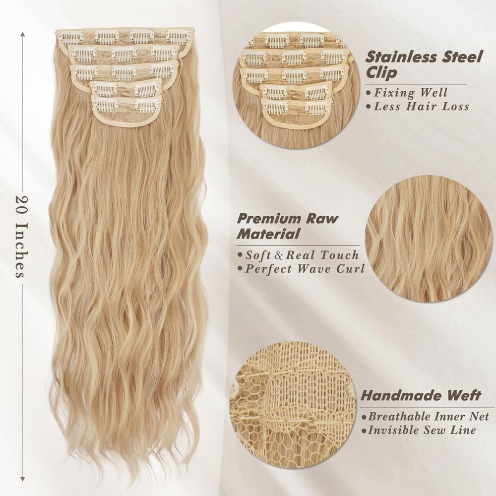 Pasma syntetyczne blond BARSDAR clip in 50 cm