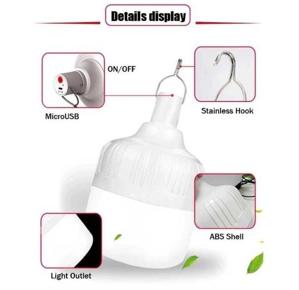 LED лампа для кемпінгу 60 W з підзарядкою USB