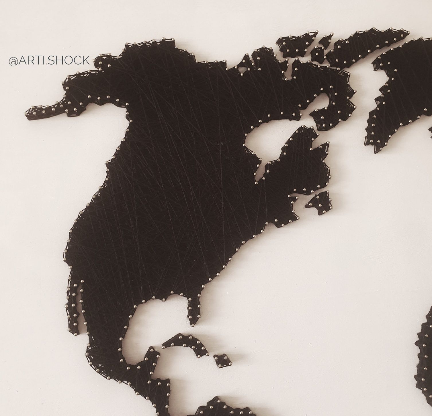декор/ картина "Карта Мира" Картина из ниток и гвоздей