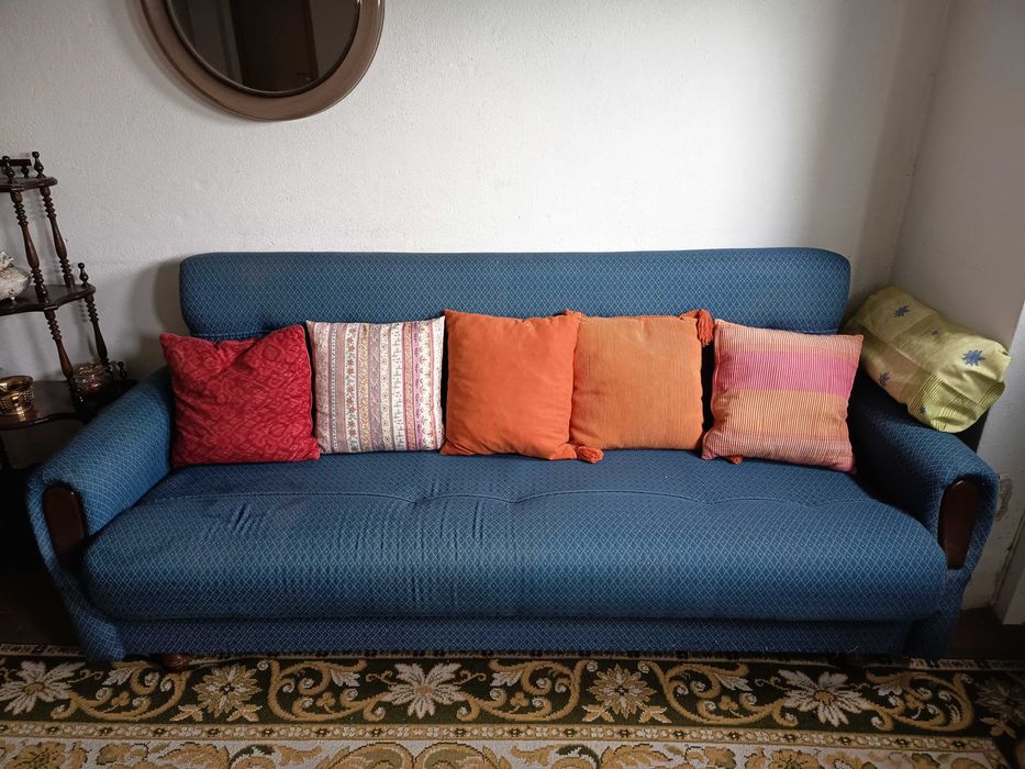 Sofá 4 lugares azul