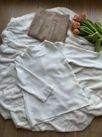 Elegancka bluzka rękaw 3/4 półgolf koszula kremowa