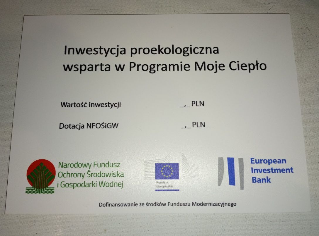 Tabliczka tablica informacyjna Moje Ciepło A4